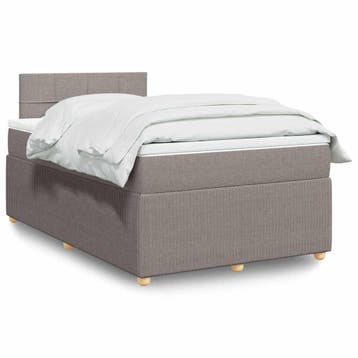 vidaXL Boxspring met matras stof taupe 120x190 cm, Verzenden, Nieuw, 190 cm of minder, Twijfelaar