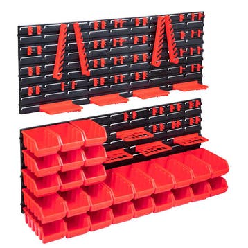 vidaXL 103-delige Opslagbakkenset met wandpanelen rood en, Verzenden, Nieuw