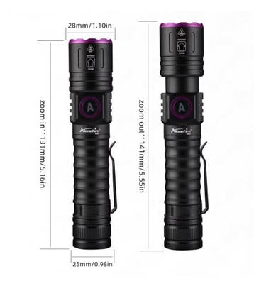 UV LED Zaklamp 365/395nm Oplaadbaar Zoom Type-C, Verzenden, Nieuw