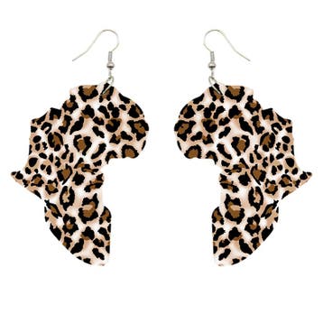 African Continent Earrings with Leopard pattern, Ophalen of Verzenden, Nieuw