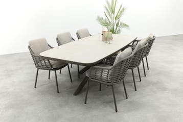 Taste by 4SO Puglia/Soreno deens ovale tuinset voor 6, Verzenden, Nieuw, Hout, Tuinset