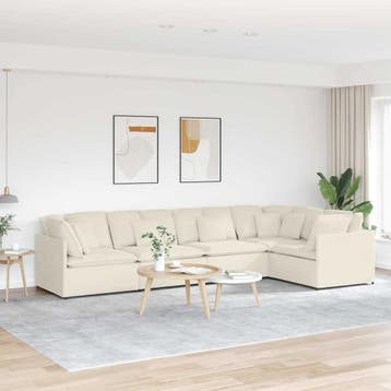vidaXL Modulaire bank met kussens fluweel crèmekleurig, Verzenden, Nieuw, Stof