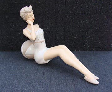 Beeld, Sitzende Badende, Badenixe, Statue, Eine Dame in, Antiek en Kunst