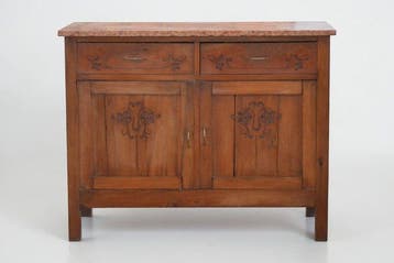 Credenza - Hout, Marmer, Metaal - Dressoir / Buffet