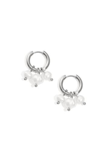 Goudlief Oorbellen met bungelende parels stainless steel, Verzenden, Nieuw, Zilver, Overige materialen