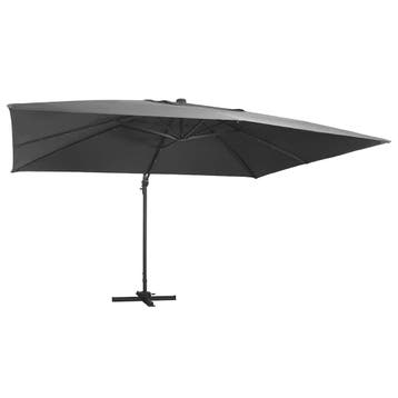 vidaXL Zweefparasol met LED en aluminium paal 400x300 cm, Verzenden, Nieuw, 3 tot 4 meter, Zweefparasol