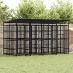 vidaXL Hondenkennel met dak 7,37 m² staal, Dieren en Toebehoren, Verzenden, Nieuw
