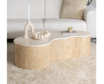 Salontafel Kira large organisch - wit | Eleonora, Huis en Inrichting, Tafels | Salontafels, Ophalen of Verzenden, Nieuw
