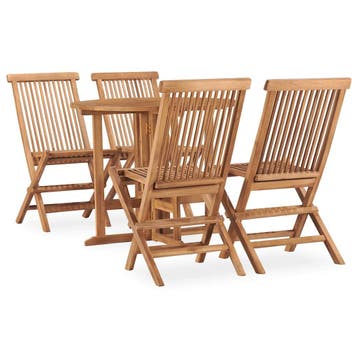 vidaXL 5-delige Tuinset inklapbaar massief teakhout, Tuin en Terras, Verzenden, Nieuw, Teakhout, Tuinset