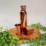 Puur Koperen Set: Fles (1 l) + 2 Bekers (300 ml) Glad, Ophalen of Verzenden, Nieuw