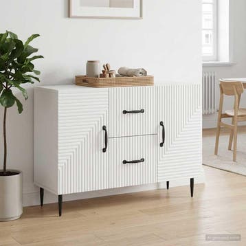 vidaXL Dressoir Wit 89 x 34,5 x 60 cm Bewerkt hout, Verzenden, Nieuw, Overige houtsoorten, Minder dan 50 cm