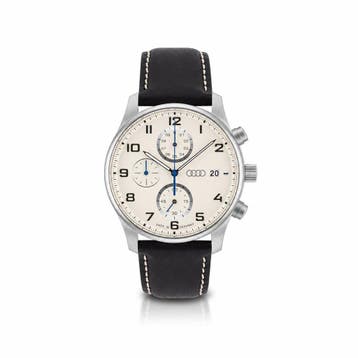 Audi chronograaf (zilver/beige) horloge, Ophalen of Verzenden, Nieuw