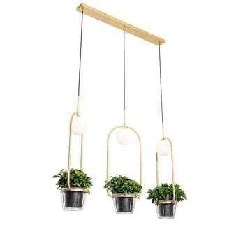 Art deco hanglamp goud met wit glas 3-lichts - Isabella, Verzenden, Nieuw, Art Deco