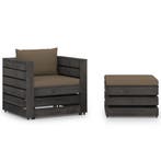vidaXL 2-delige Loungeset met kussens grijs geïmpregneerd, 2 zitplaatsen, Verzenden, Nieuw, Loungeset