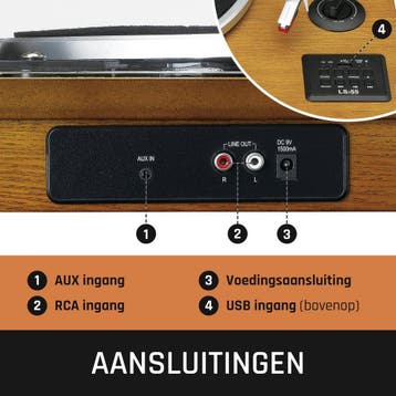 Platenspeler - Bluetooth - Met speakers - Bruin - Lenco - LS, Audio, Tv en Foto, Platenspelers, Verzenden, Zo goed als nieuw