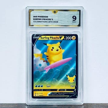 Pokémon Graded card - Surfing Pikachu V 008 – Pokémon - GG 9, Nieuw