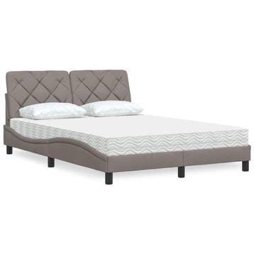 vidaXL Bed met matras stof taupe 120x200 cm, Verzenden, Nieuw, Twijfelaar, 120 cm