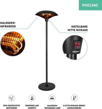 2dekans | VONROC – Terrasverwarmer Staand – 2000 W & 360, Ophalen of Verzenden, Zo goed als nieuw