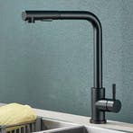 Zwarte Uittrekbare Keukenkraan – 360° &amp; 2 Waterstanden, Verzenden, Nieuw
