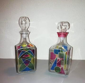 Luigi Bormioli - Fles (2) - Set van geometrische decanters