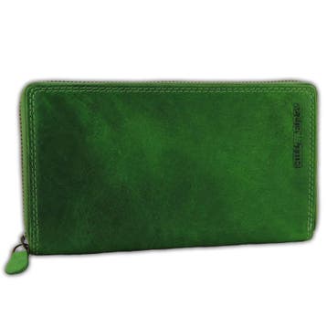 HillBurry VL77706 Leren Vintage Dames Rits Portemonnee Groen, Overige merken, Verzenden, Nieuw, Leer