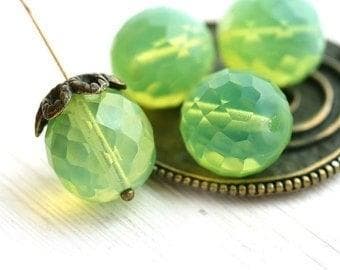 5 x Glaskraal facet kristal opal Green/Yellow prachtige g..., Ophalen of Verzenden, Nieuw, Kraal