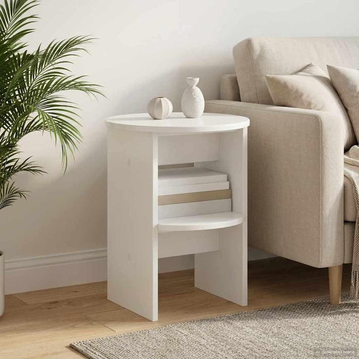 vidaXL Bijzetkast Hoogglans Wit Ø40 x 50 cm Geconstrueerd, Huis en Inrichting, Kasten | Buffetkasten, Nieuw, Overige houtsoorten