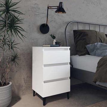 vidaXL Nachtkastje met metalen poten 40x35x69 cm wit, Minder dan 45 cm, Verzenden, Nieuw, 55 tot 70 cm