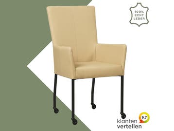Leren eetkamerstoel Deal met armleuning - Toledo Kalahari, Bruin, Nieuw, Leer, Ophalen of Verzenden