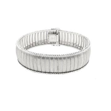 Massief witgouden vintage schakelarmband | 19 cm, Ophalen of Verzenden, Gebruikt, Goud, Goud