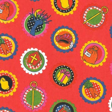 Inpakpapier Sinterklaas Mijter Staf Rood - Breedte 50 cm -, Ophalen of Verzenden, Nieuw