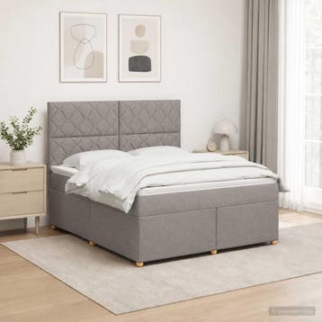 vidaXL Boxspringbed met matras met hoofdeinde Taupe 160 x, Huis en Inrichting, Slaapkamer | Bedden, Verzenden, Nieuw, Tweepersoons