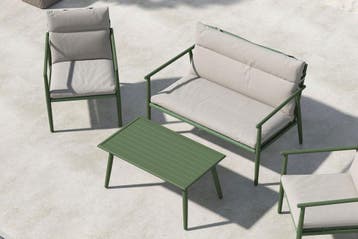 Stoel-bank-tafel-loungeset-mees-groen/beige-the-outsider, Verzenden, Nieuw