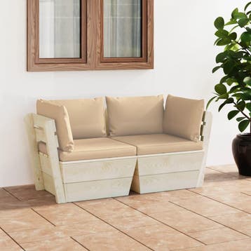vidaXL Tuinbank 2-zits met kussens pallet vurenhout, Verzenden, Nieuw, Hout