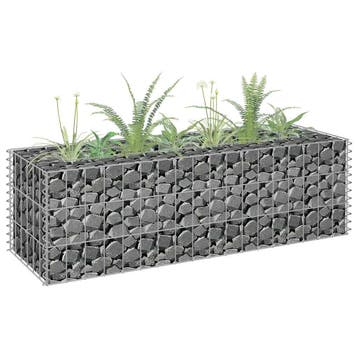 vidaXL Gabion plantenbak verhoogd 90x30x30 cm gegalvaniseerd, Tuin en Terras, Verzenden, Nieuw, Metaal, 60 tot 100 cm