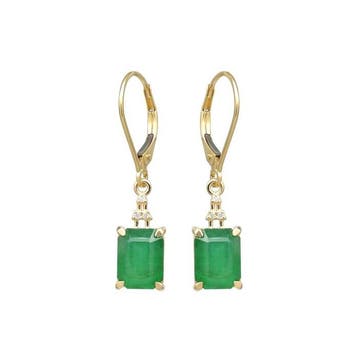 Oorbellen - 14 karaat Geel goud - 4.70ct. tw. Smaragd -, Nieuw