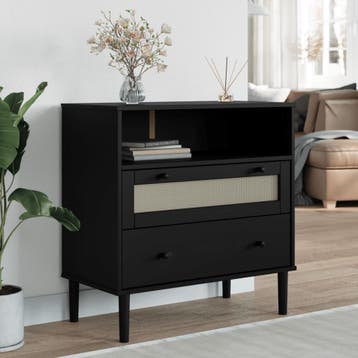 vidaXL Dressoir SENJA rattan-look 80x40x80 cm massief, Verzenden, Nieuw, 50 tot 100 cm, Grenenhout