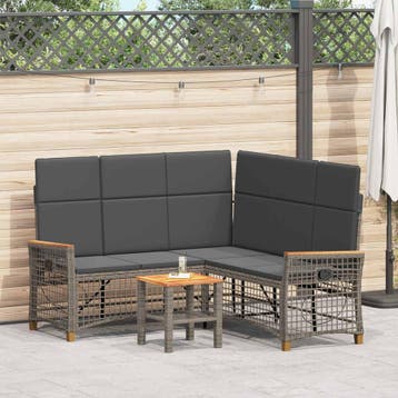 vidaXL Tuin ligbankset 5-Aantal zitplaatsen Grijs en, Tuin en Terras, Verzenden, Nieuw, Rotan