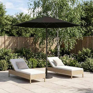 vidaXL Tuinparasol 230 x 230 cm Polyester Rechthoekig Zwart, Verzenden, Nieuw, 2 tot 3 meter