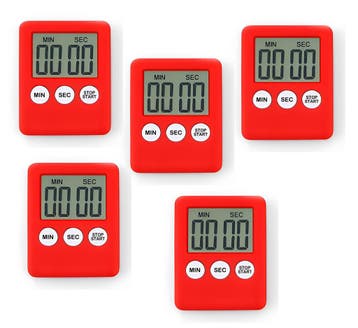 Set van 5 digitale timers, kookwekkers, alarmklokken rood, Ophalen of Verzenden, Nieuw