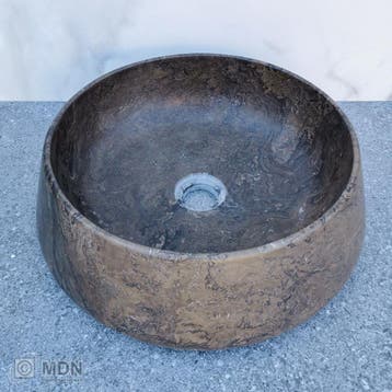 Ronde waskom marmer bruin Mokka Brown, Verzenden, Nieuw