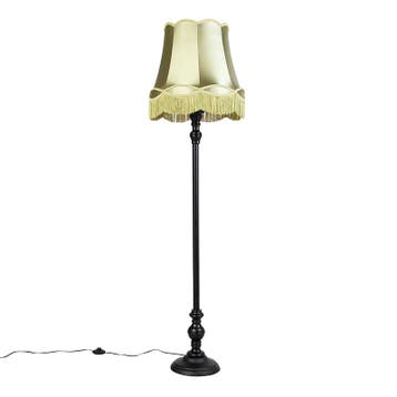 Vloerlamp zwart met Granny kap groen - Classico, Verzenden, Nieuw, Retro