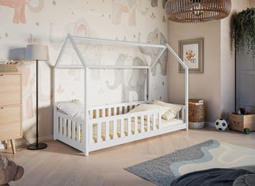 Kinderbed Huisbed Nova - Wit - 90 x 200 - Direct Leverbaar!, Verzenden, Nieuw, 180 cm of meer, 85 tot 100 cm