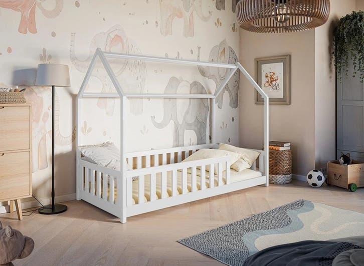 Kinderbed Huisbed Nova - Wit - 90 x 200 - Direct Leverbaar!, Kinderen en Baby's, Kinderkamer | Bedden, 180 cm of meer, Nieuw, 85 tot 100 cm