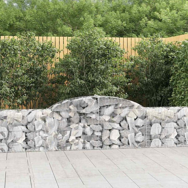 vidaXL Schanskorven 9 st gewelfd 300x30x60/80 cm, Tuin en Terras, Bloembakken en Plantenbakken, 100 cm of meer, Nieuw, Metaal