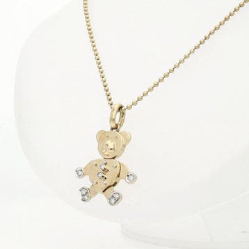 Ketting met hanger - 18 karaat Geel goud Diamant