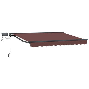 vidaXL Handmatig knikarmscherm met solar LED 3,5 x 2,5 m, Verzenden, Nieuw