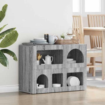 vidaXL Dressoir ELST Grijs Sonoma 80,5 x 35 x 59 cm Bewerkt, Verzenden, Nieuw, Overige houtsoorten, Minder dan 50 cm