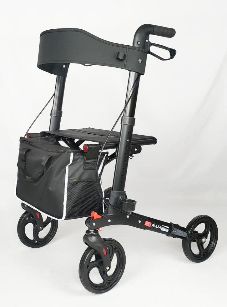 Rollator Plaza Lite Dubbel Opvouwbaar Black (Nieuw), Diversen, Rollators, Nieuw, Lichtgewicht, Opvouwbaar, Ophalen of Verzenden