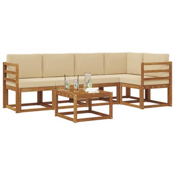 vidaXL Buiten bankenset met kussen 6 pcs Natuurlijk en Beige, Verzenden, Nieuw